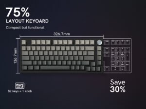 Womier WK75 75% Hot-Swappable Wireless Keyboard with Multimedia Knob - Image 7