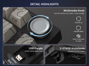 Womier WK75 75% Hot-Swappable Wireless Keyboard with Multimedia Knob - Image 8