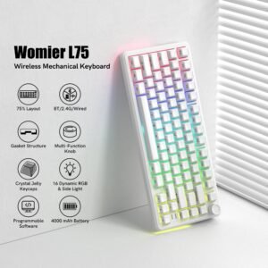 Womier L75 75% Wireless RGB Gasket Mounted Mechanical Keyboard with Knob - Image 2