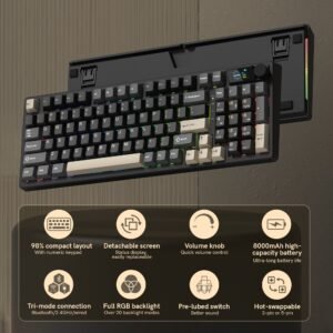 Womier M98 96% Wireless Mechanical Keyboard with Mini Display and Knob - Image 2